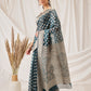 Floral Banarasi Organza Soft Silk Teal Saree With Small Border