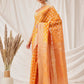 Floral Banarasi Organza Soft Silk Yellow Saree With Small Border