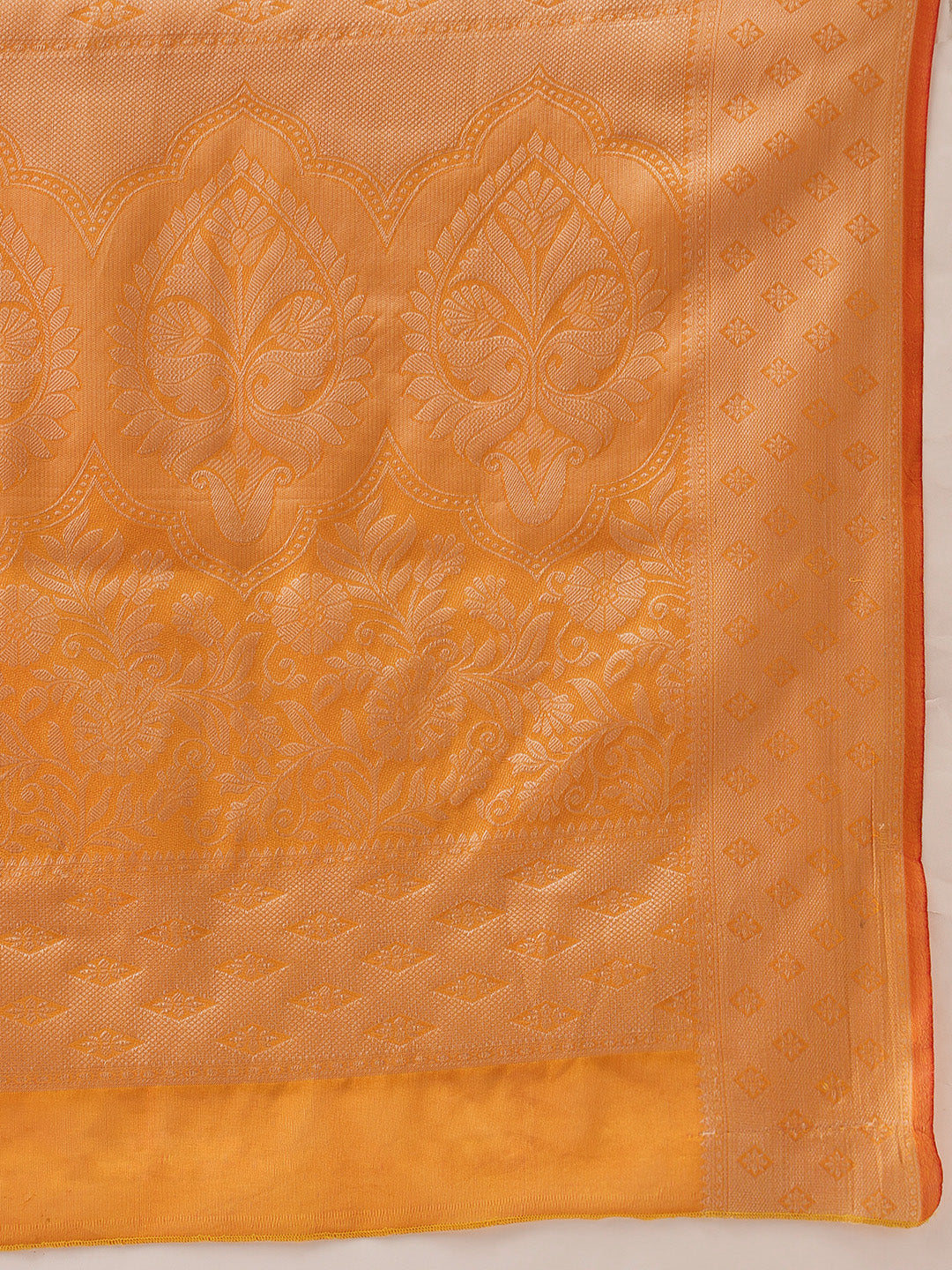 Floral Banarasi Organza Soft Silk Yellow Saree With Small Border