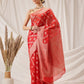Organza Soft Silk Red Saree With Floral Border
