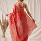 Organza Soft Silk Red Saree With Floral Border