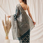 Organza Soft Silk Teal Saree With Floral Border