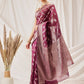 Organza Soft Silk Wine Saree With Floral Border