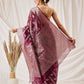 Organza Soft Silk Wine Saree With Floral Border