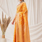 Organza Soft Silk Yellow Saree With Floral Border