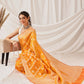 Organza Soft Silk Yellow Saree With Floral Border