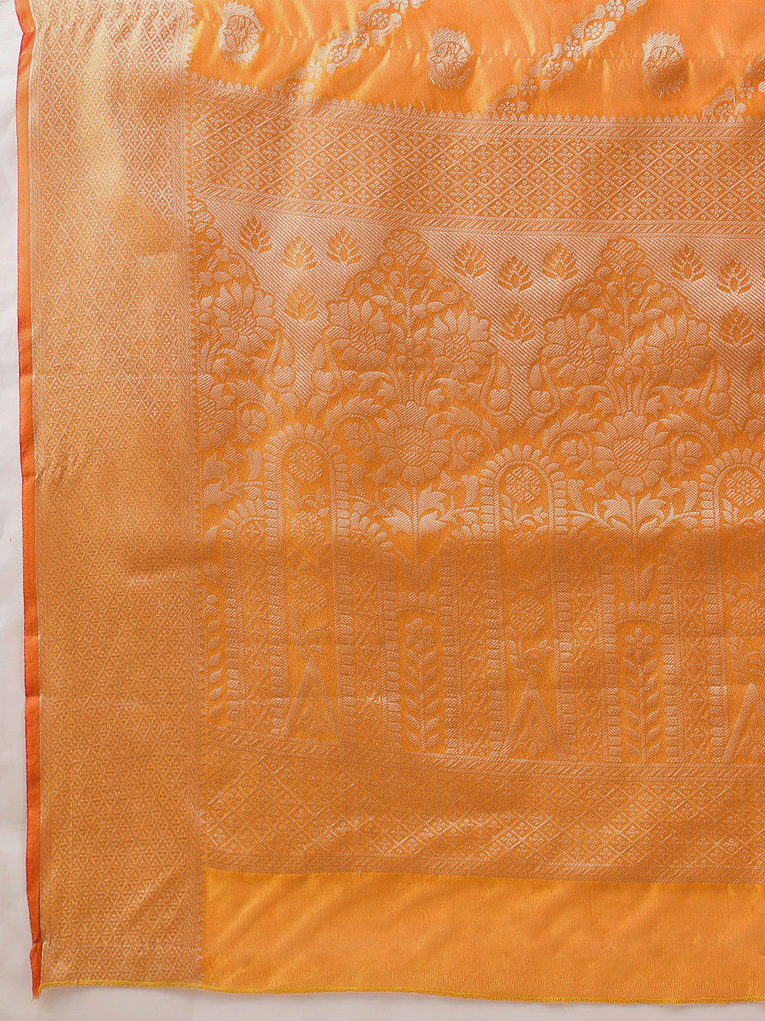 Organza Soft Silk Yellow Saree With Floral Border