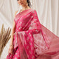 Butterfly Design Banarasi Organza Soft Silk Pink Saree