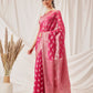 Butterfly Design Banarasi Organza Soft Silk Pink Saree