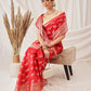 Butterfly Design Banarasi Organza Soft Silk Red Saree