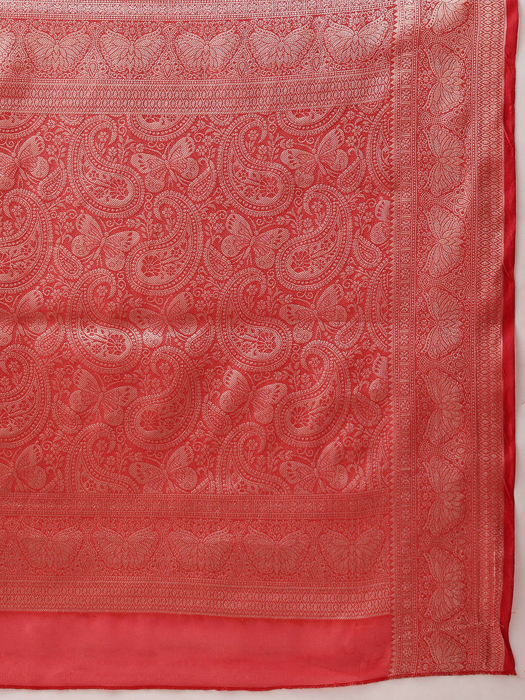 Butterfly Design Banarasi Organza Soft Silk Red Saree