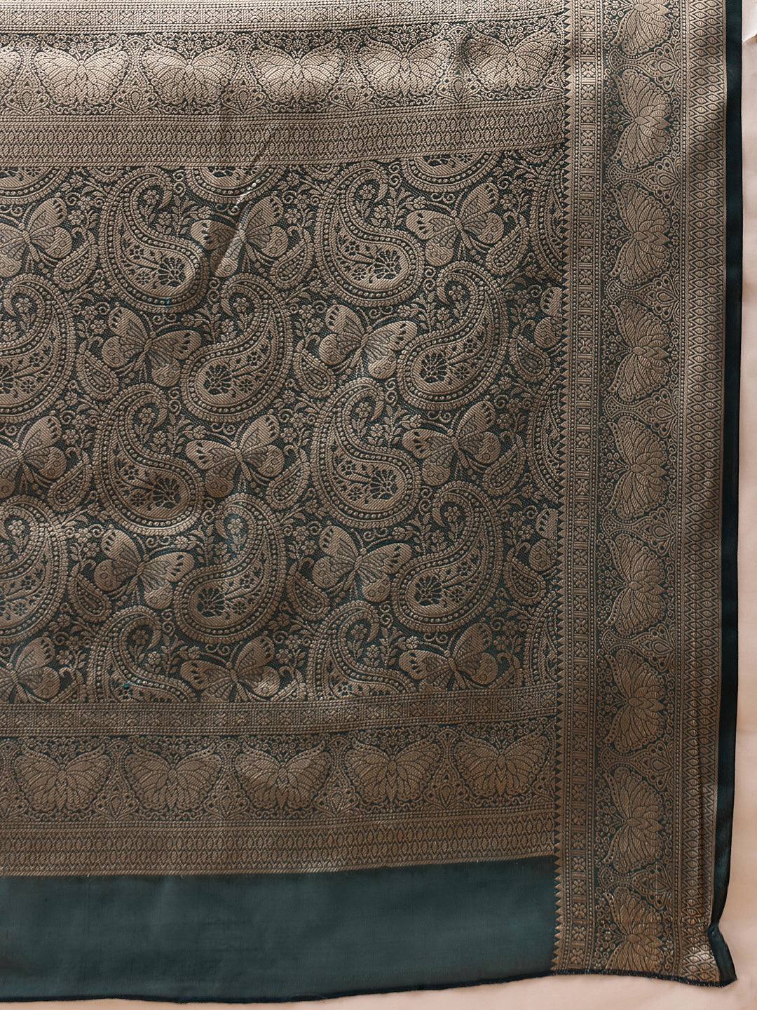 Butterfly Design Banarasi Organza Soft Silk Teal Saree