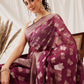 Butterfly Design Banarasi Organza Soft Silk Wine Saree