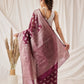 Butterfly Design Banarasi Organza Soft Silk Wine Saree