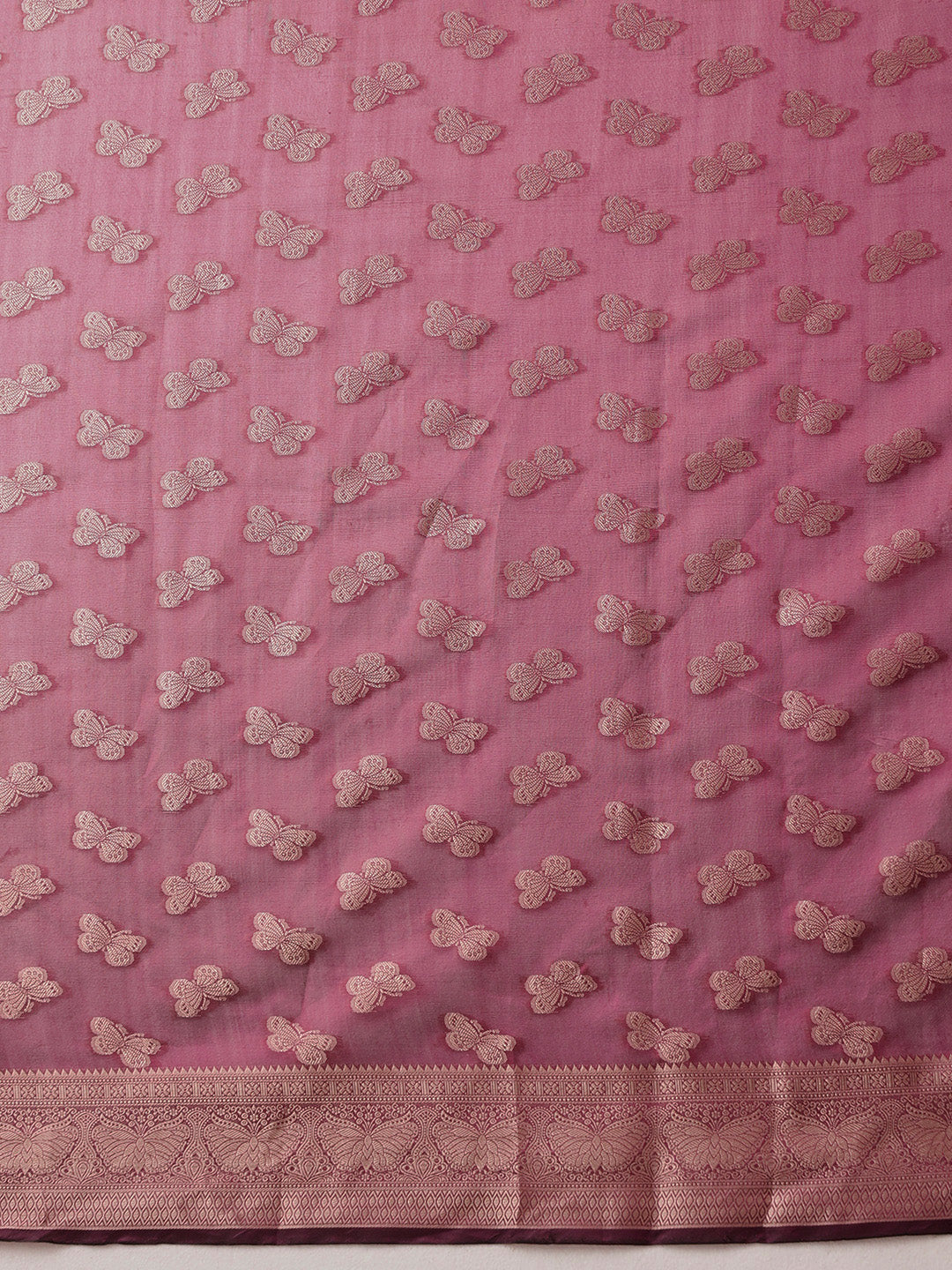 Butterfly Design Banarasi Organza Soft Silk Wine Saree