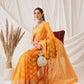 Butterfly Design Banarasi Organza Soft Silk Yellow Saree