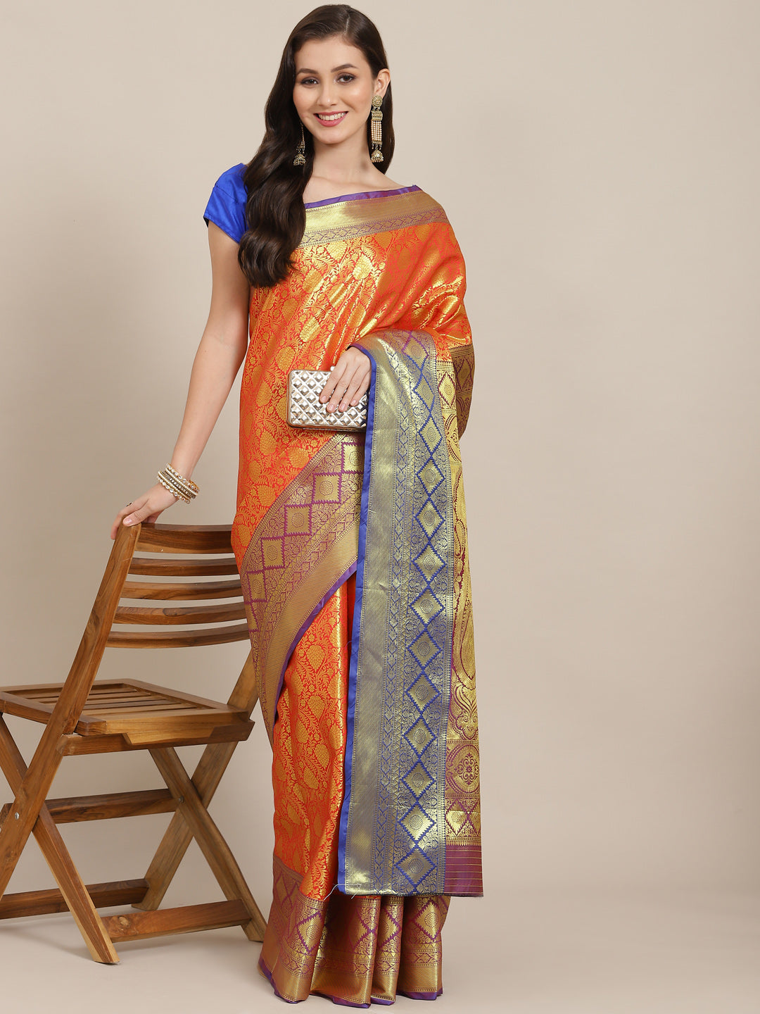 Women's Kanchipuram Soft Silk Zari Woven Saree