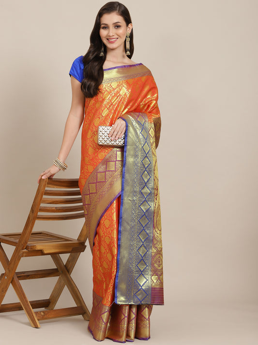 Women's Kanchipuram Soft Silk Zari Woven Saree