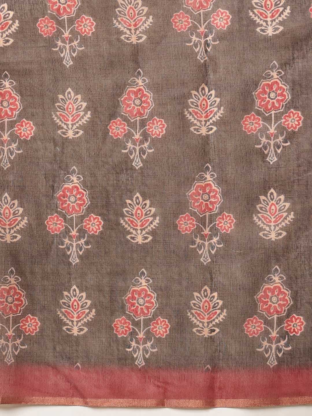 Ajrakh Printed Chanderi Cotton Saree With Printed Blouse – view 5