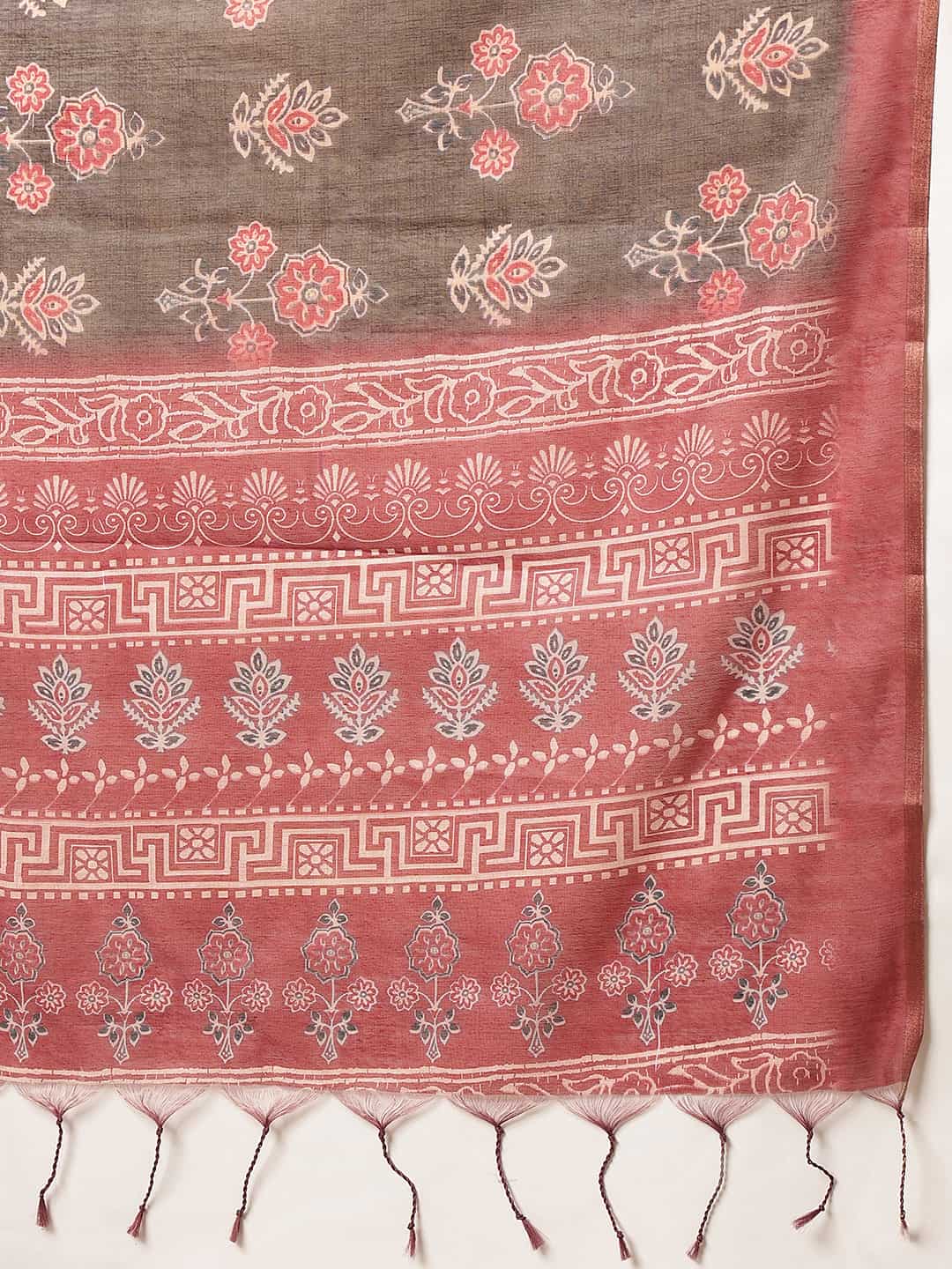 Ajrakh Printed Chanderi Cotton Saree With Printed Blouse – view 6