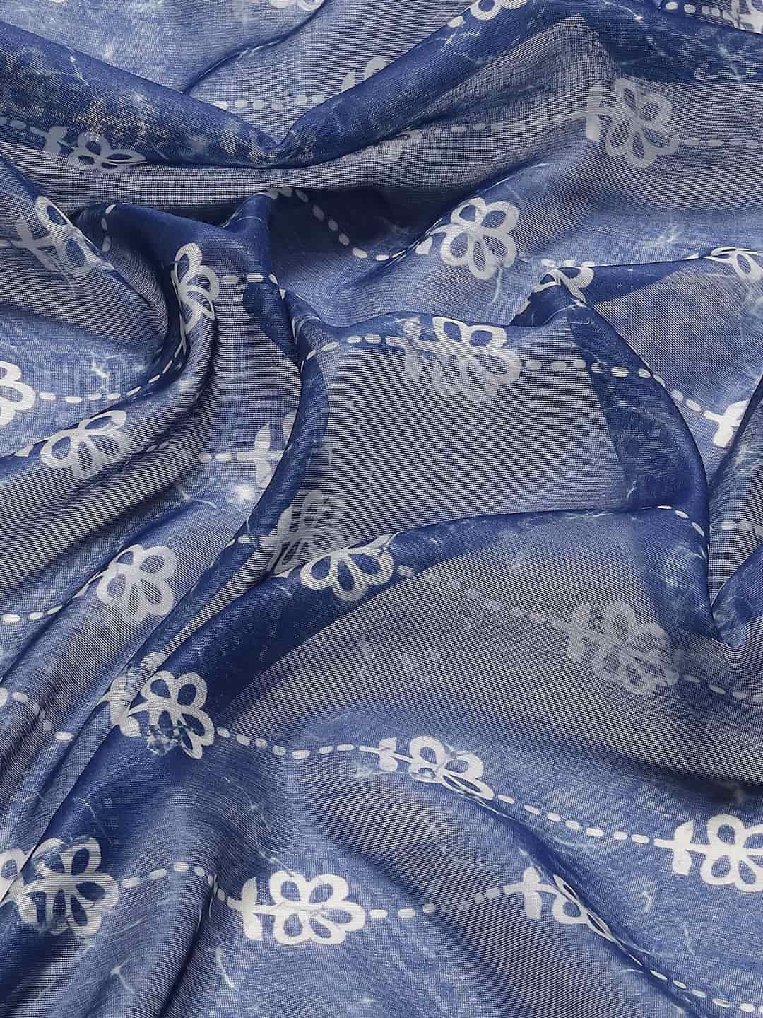 Digital Printed Cotton Blend Chanderi Saree