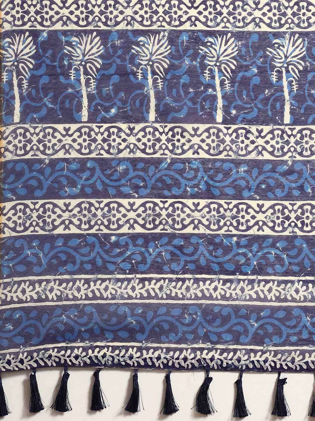 Digital Printed Cotton Blend Chanderi Saree