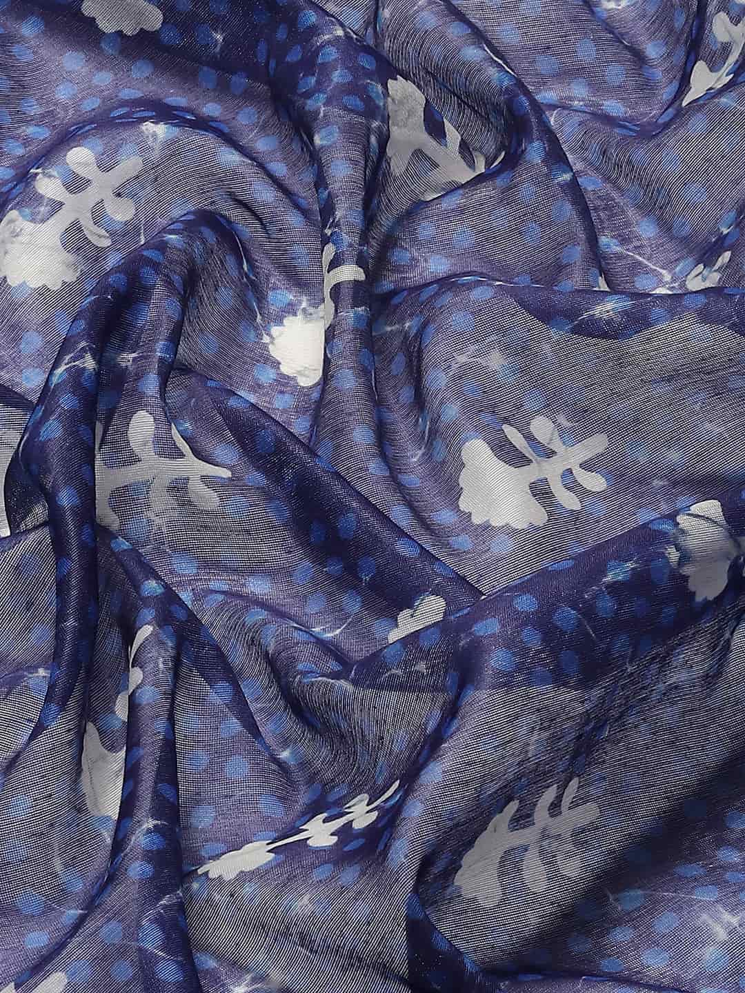 Digital Printed Cotton Blend Chanderi Saree