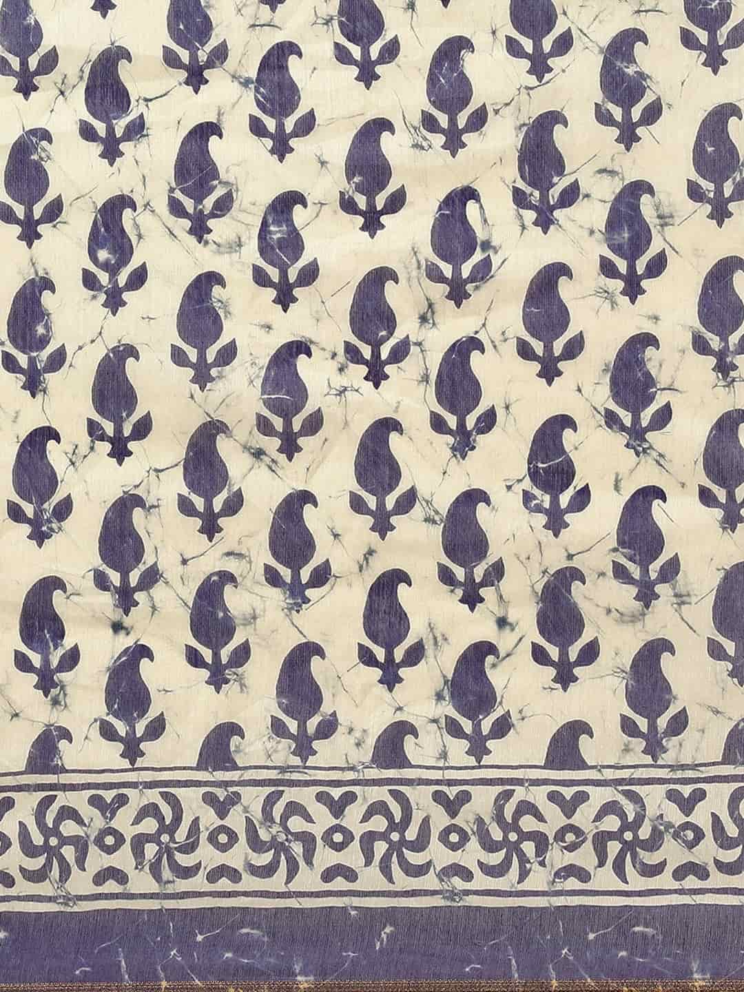 Digital Printed Cotton Blend Chanderi Saree