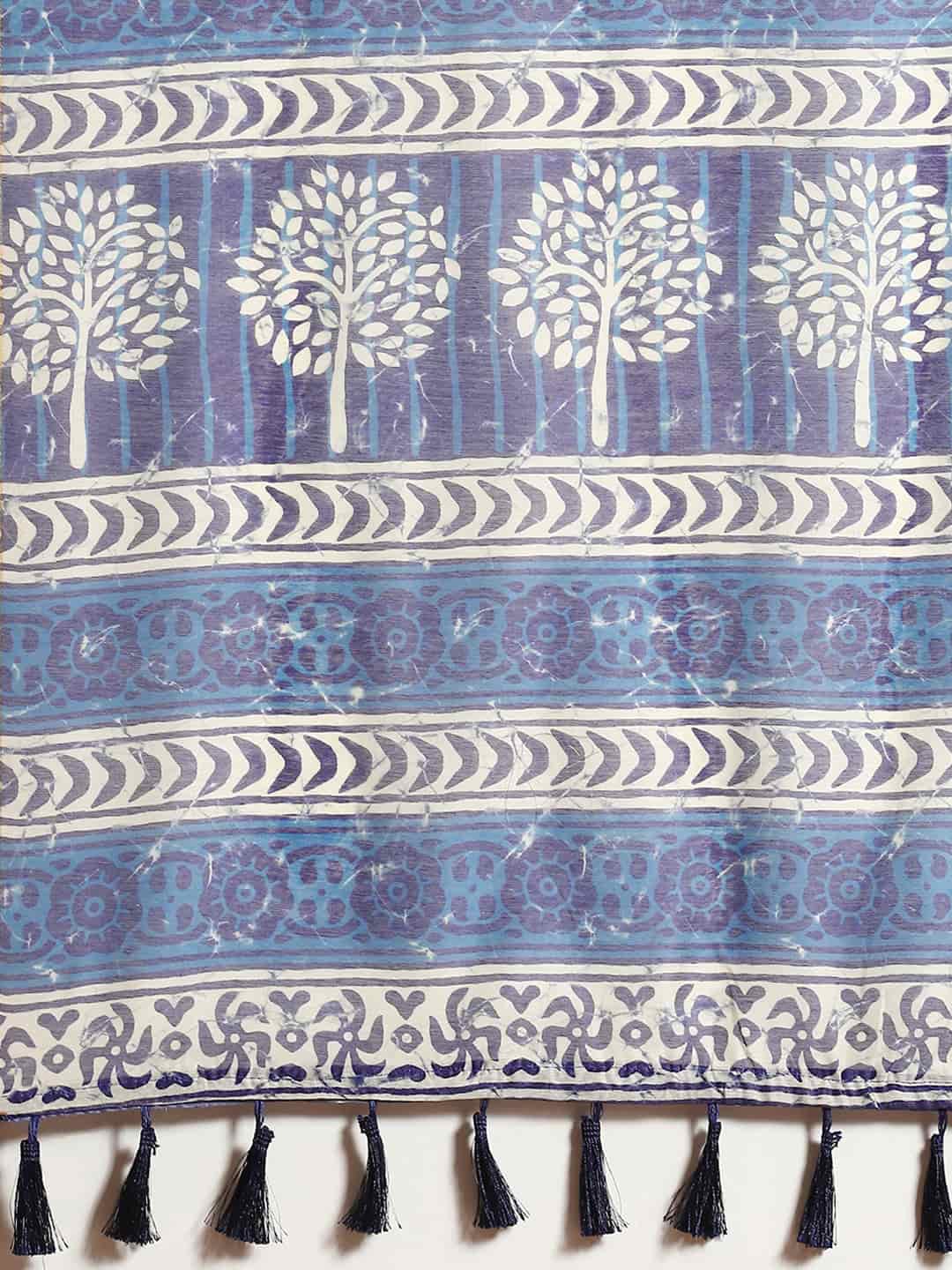 Digital Printed Cotton Blend Chanderi Saree