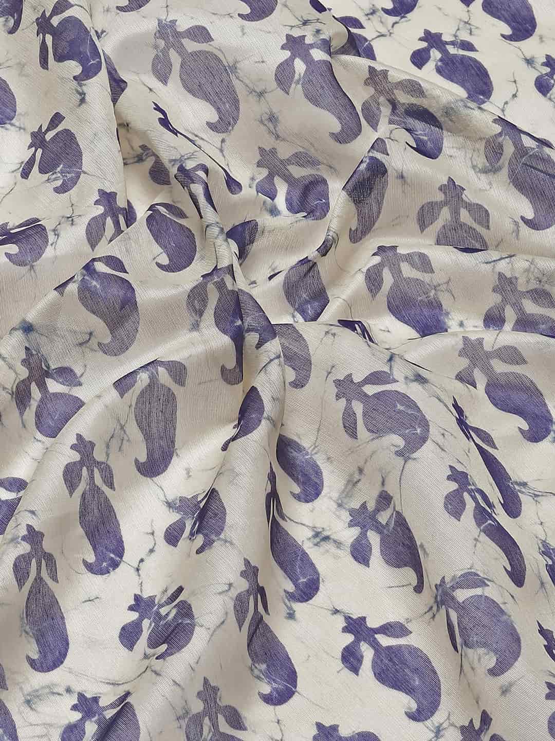 Digital Printed Cotton Blend Chanderi Saree