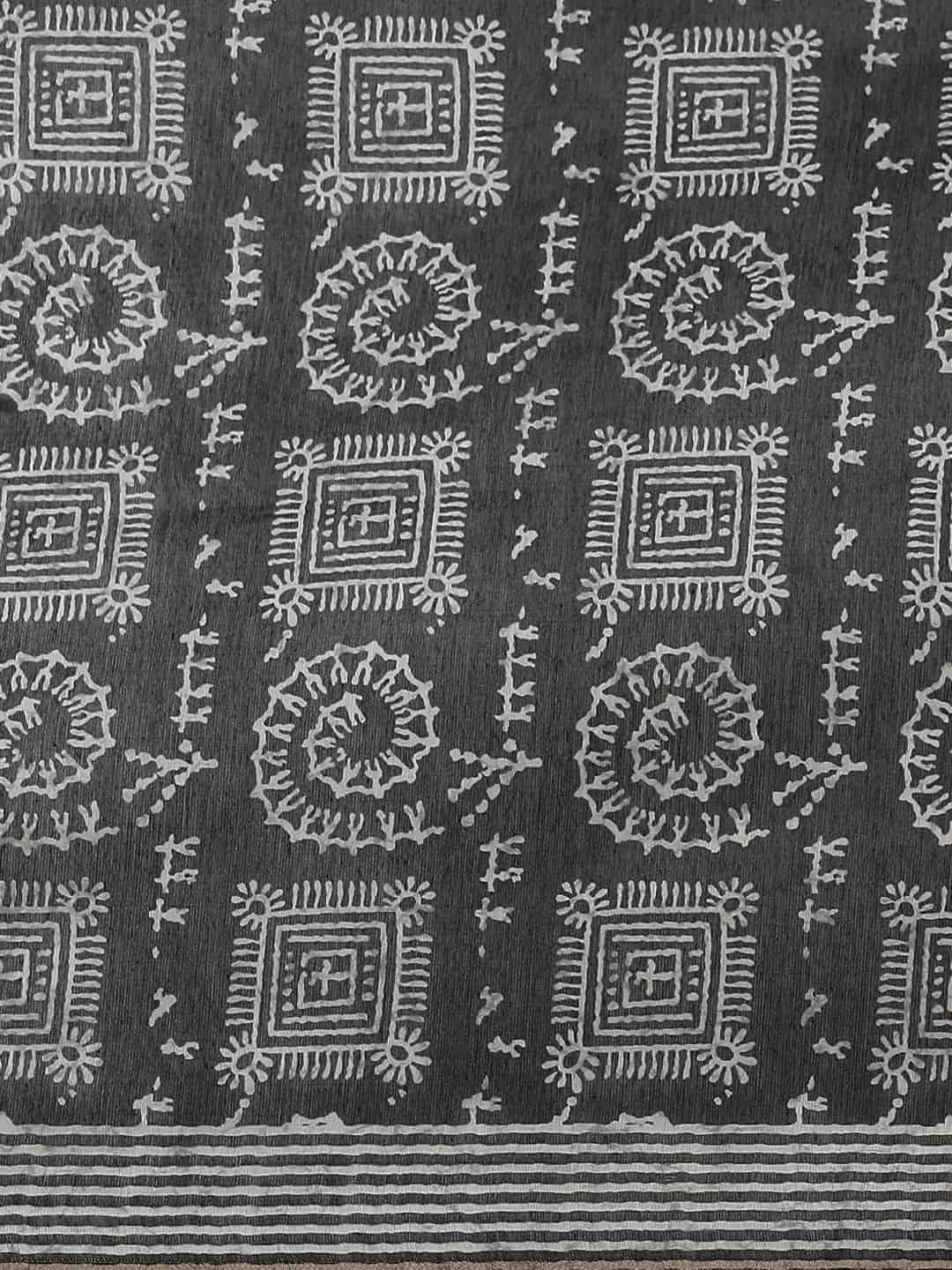 Digital Printed Cotton Blend Chanderi Saree