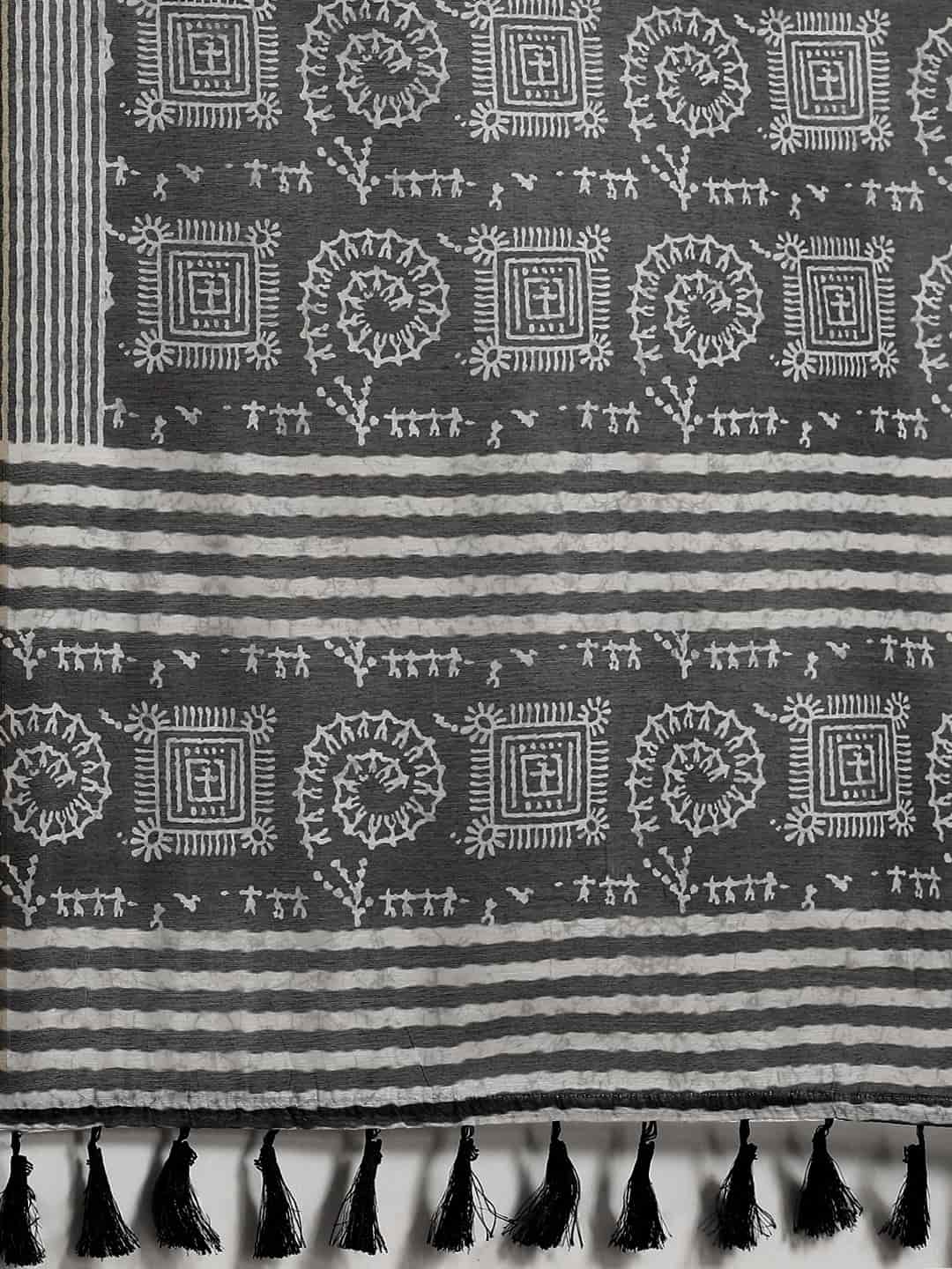 Digital Printed Cotton Blend Chanderi Saree