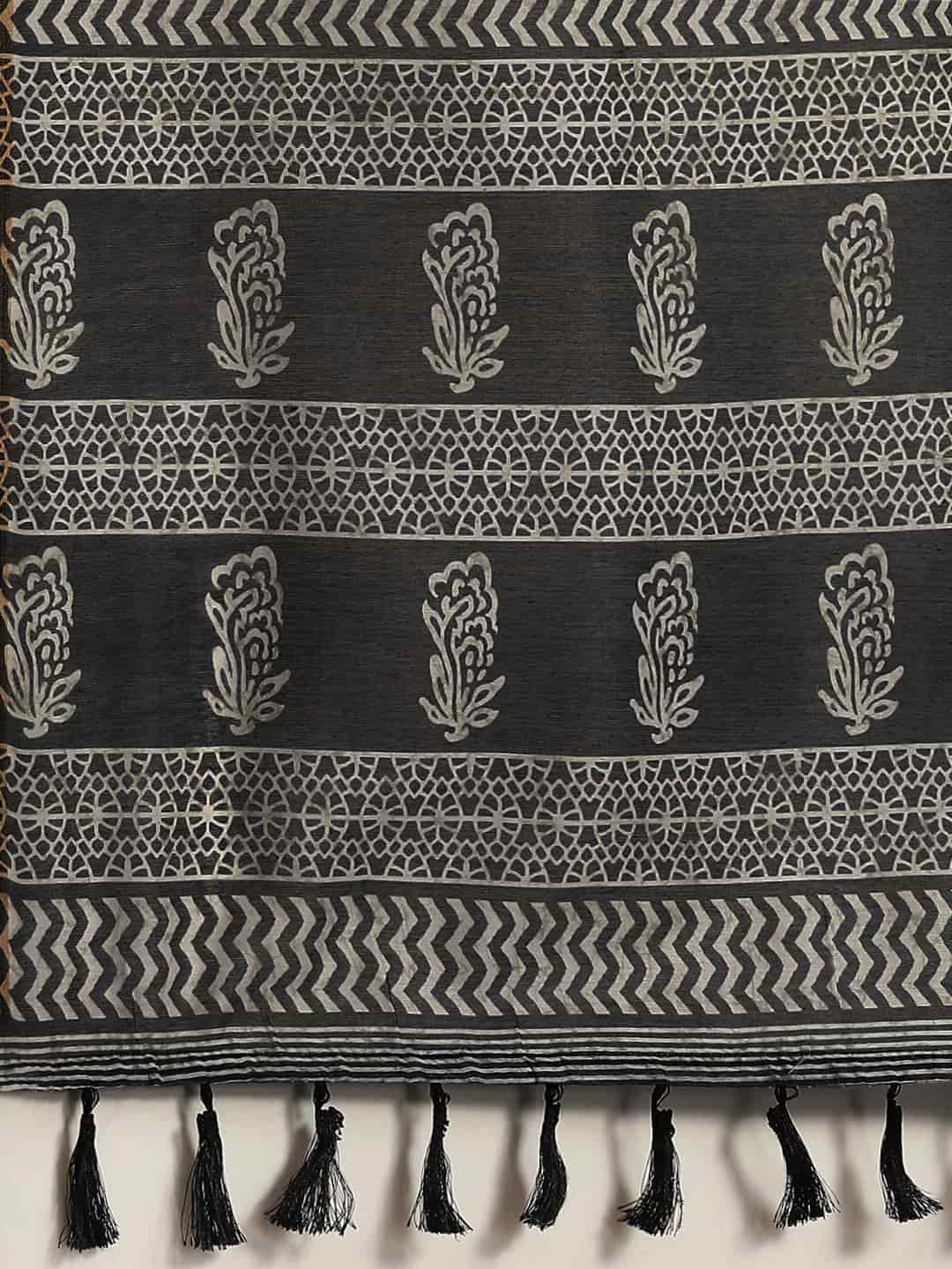 Digital Printed Cotton Blend Chanderi Saree