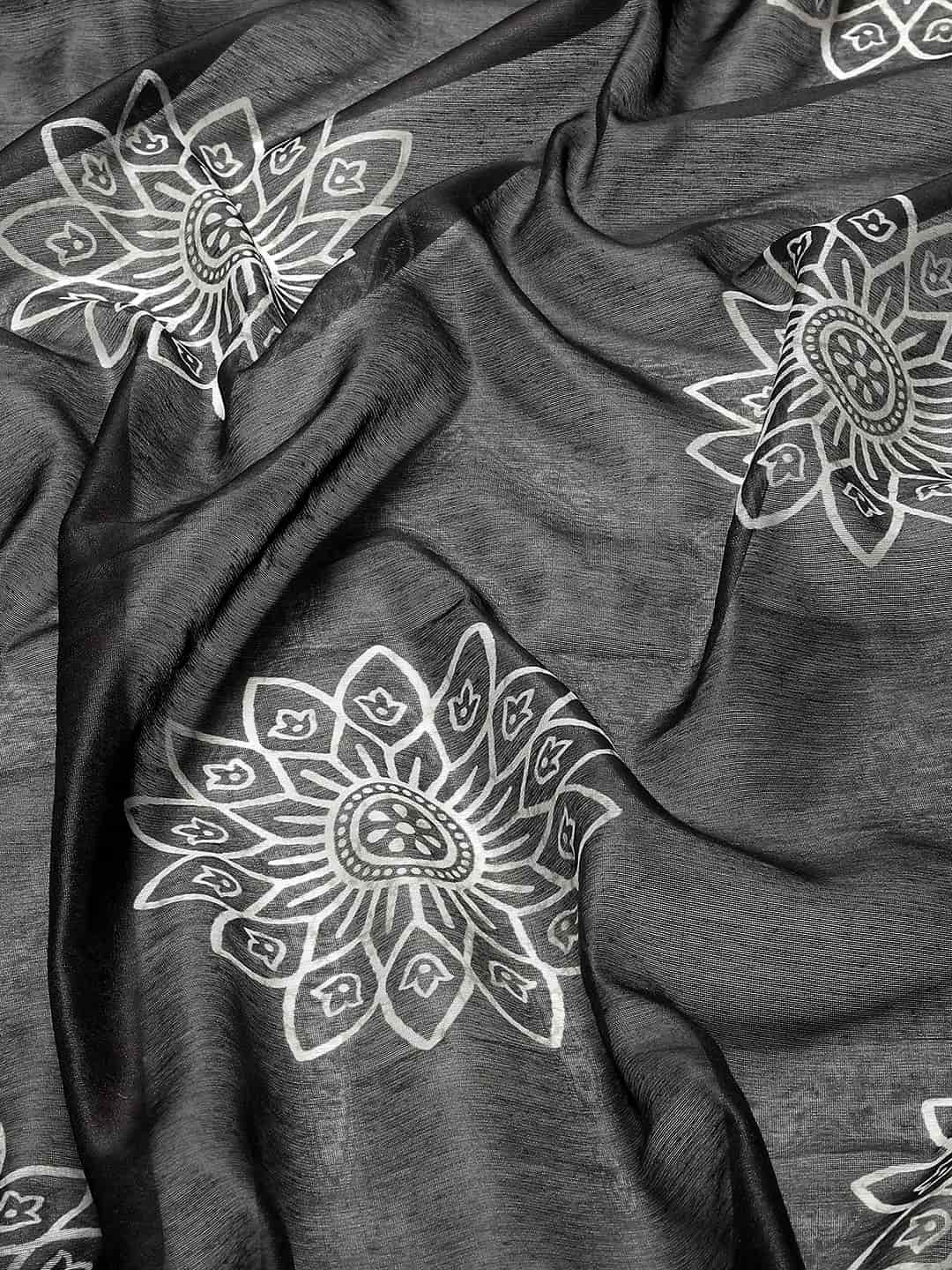 Digital Printed Cotton Blend Chanderi Saree