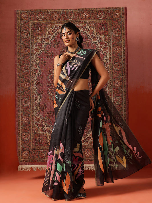 Digital Printed Chanderi Saree