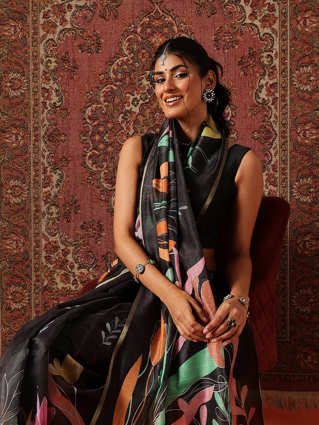 Digital Printed Chanderi Saree