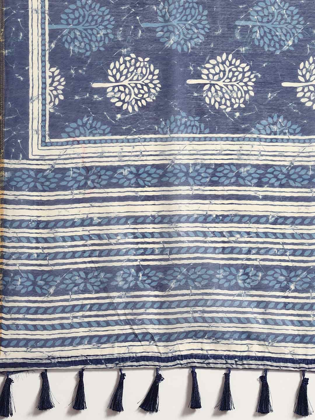 Digital Printed Cotton Blend Chanderi Saree