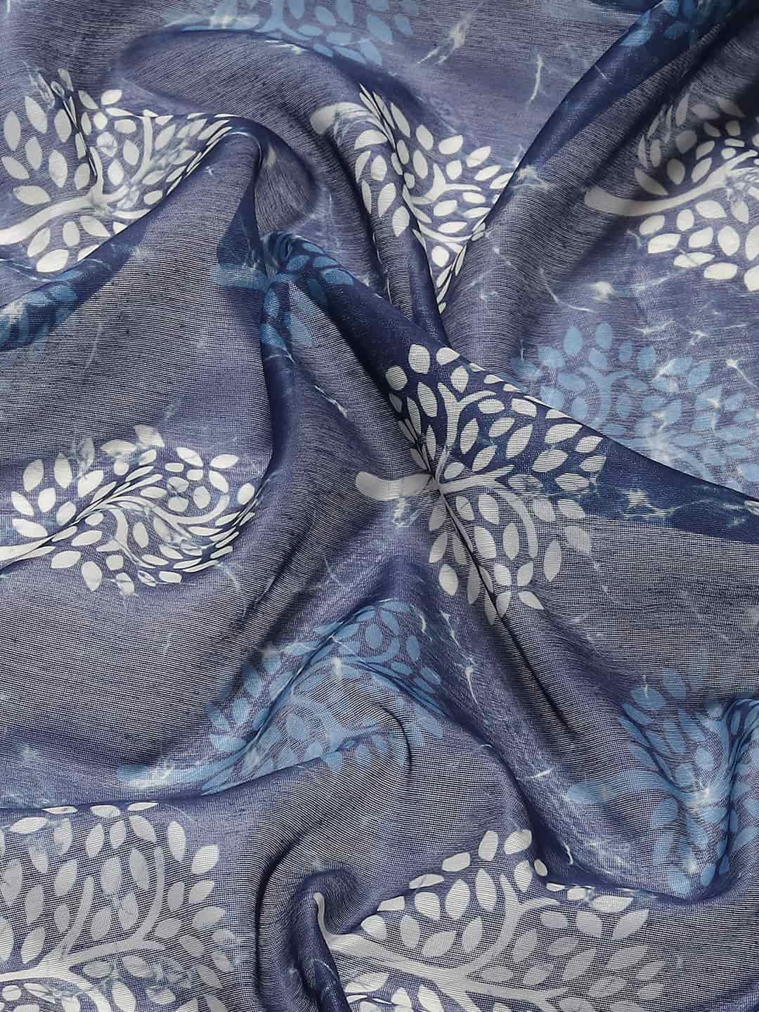 Digital Printed Cotton Blend Chanderi Saree