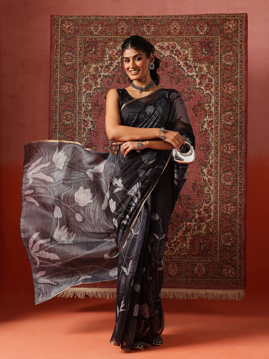 Digital Printed Chanderi Saree