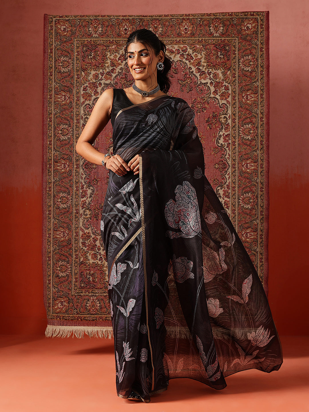 Digital Printed Chanderi Saree