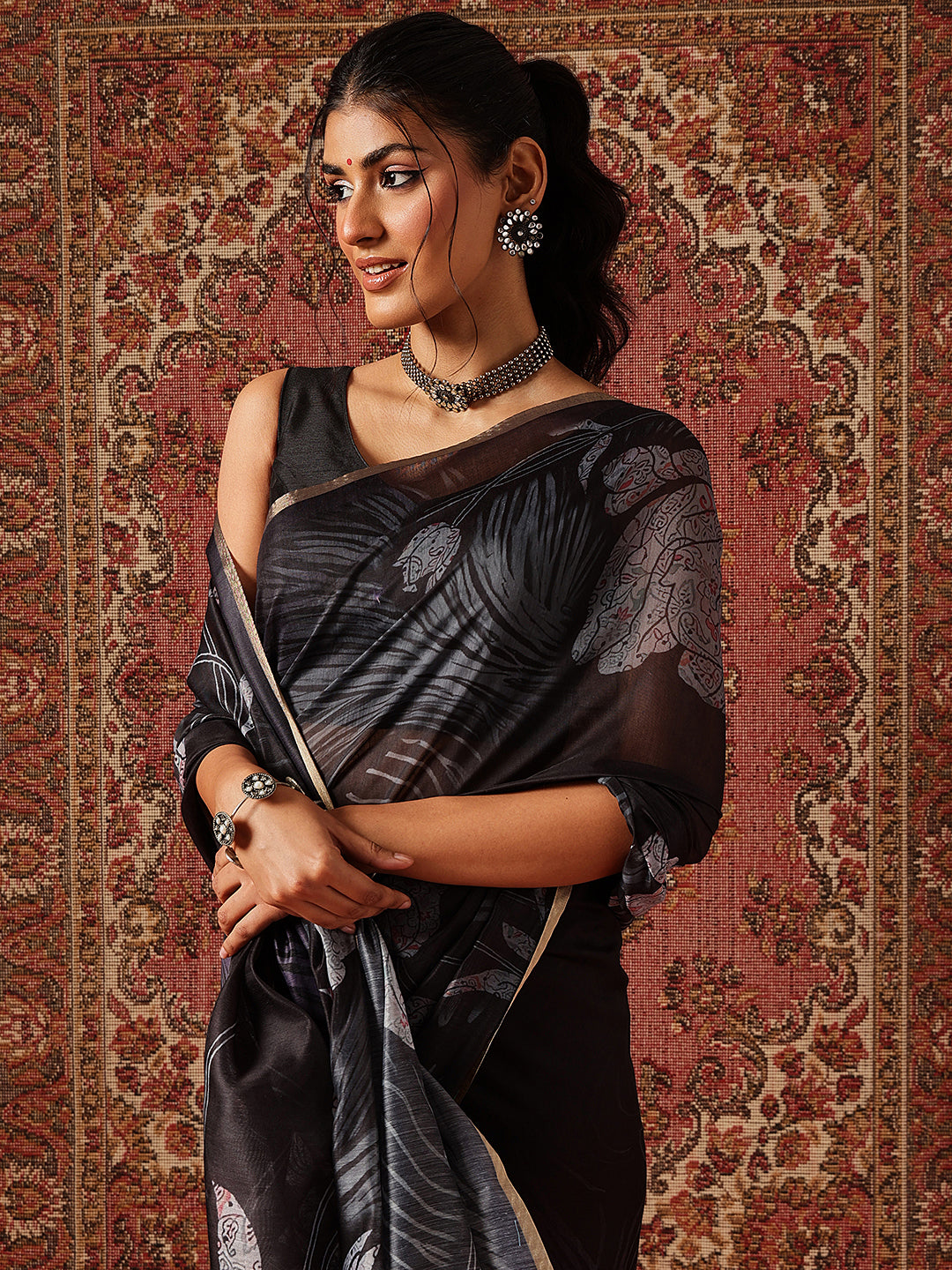 Digital Printed Chanderi Saree