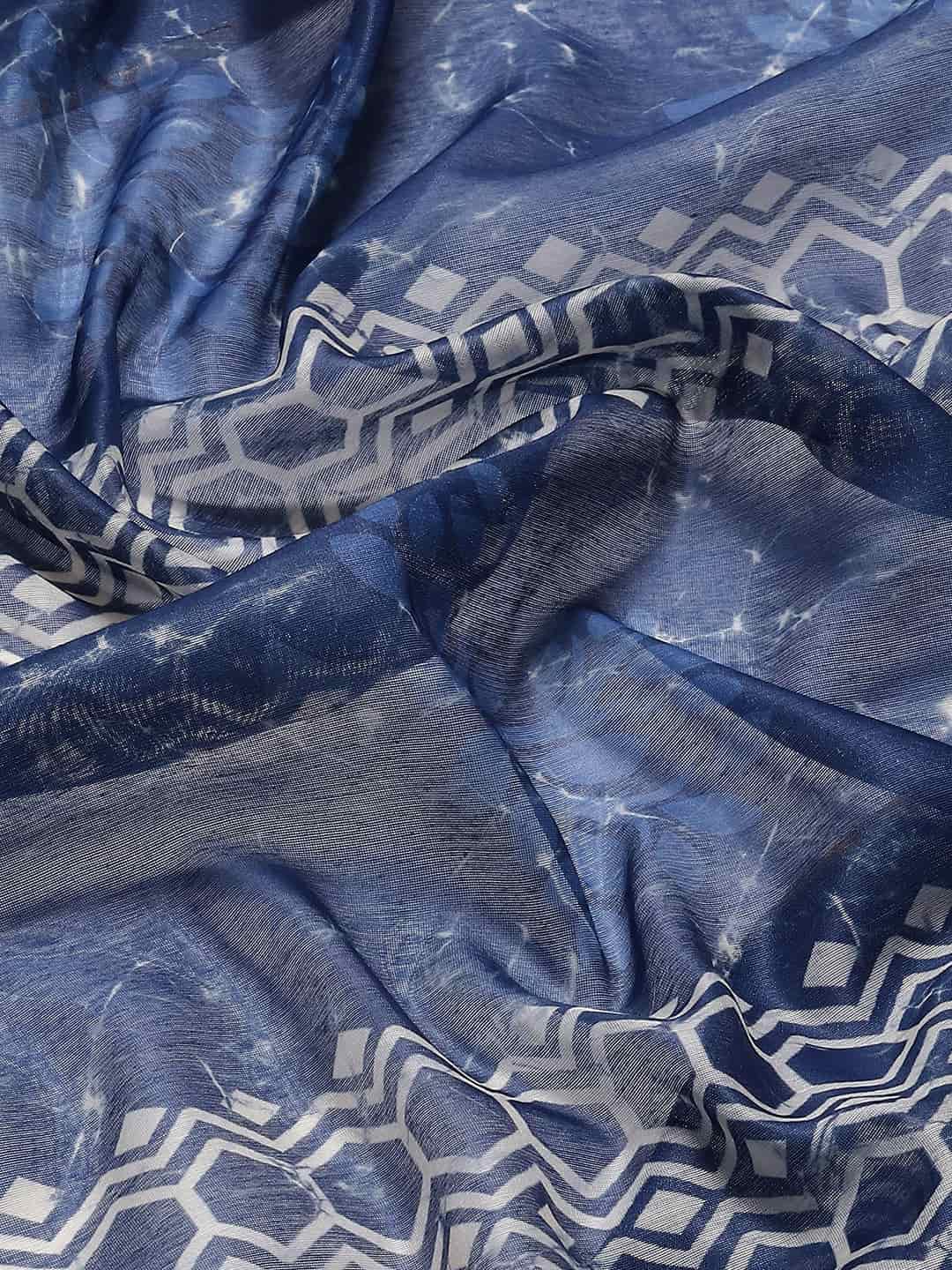Digital Printed Cotton Blend Chanderi Saree