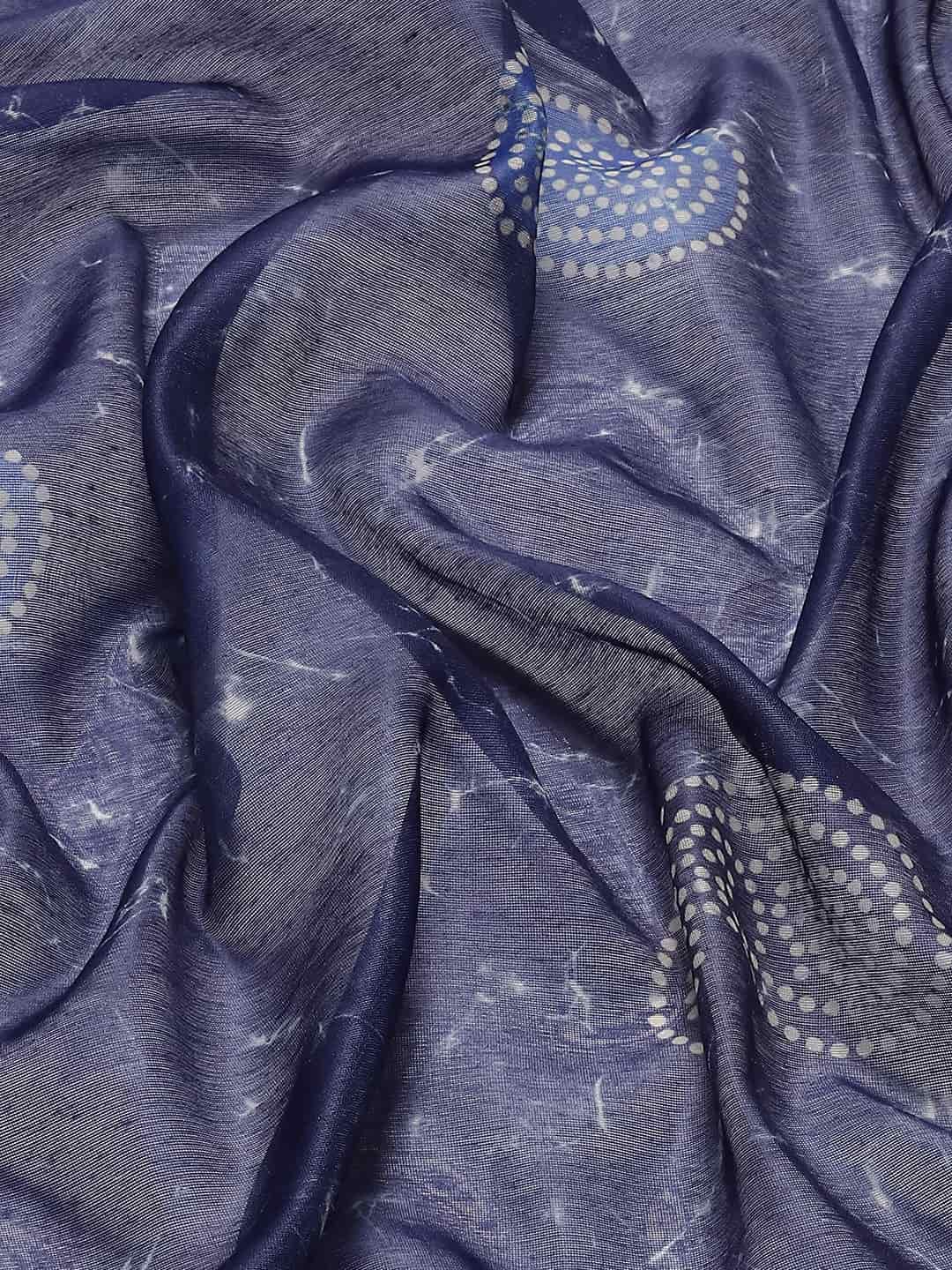 Digital Printed Cotton Blend Chanderi Saree