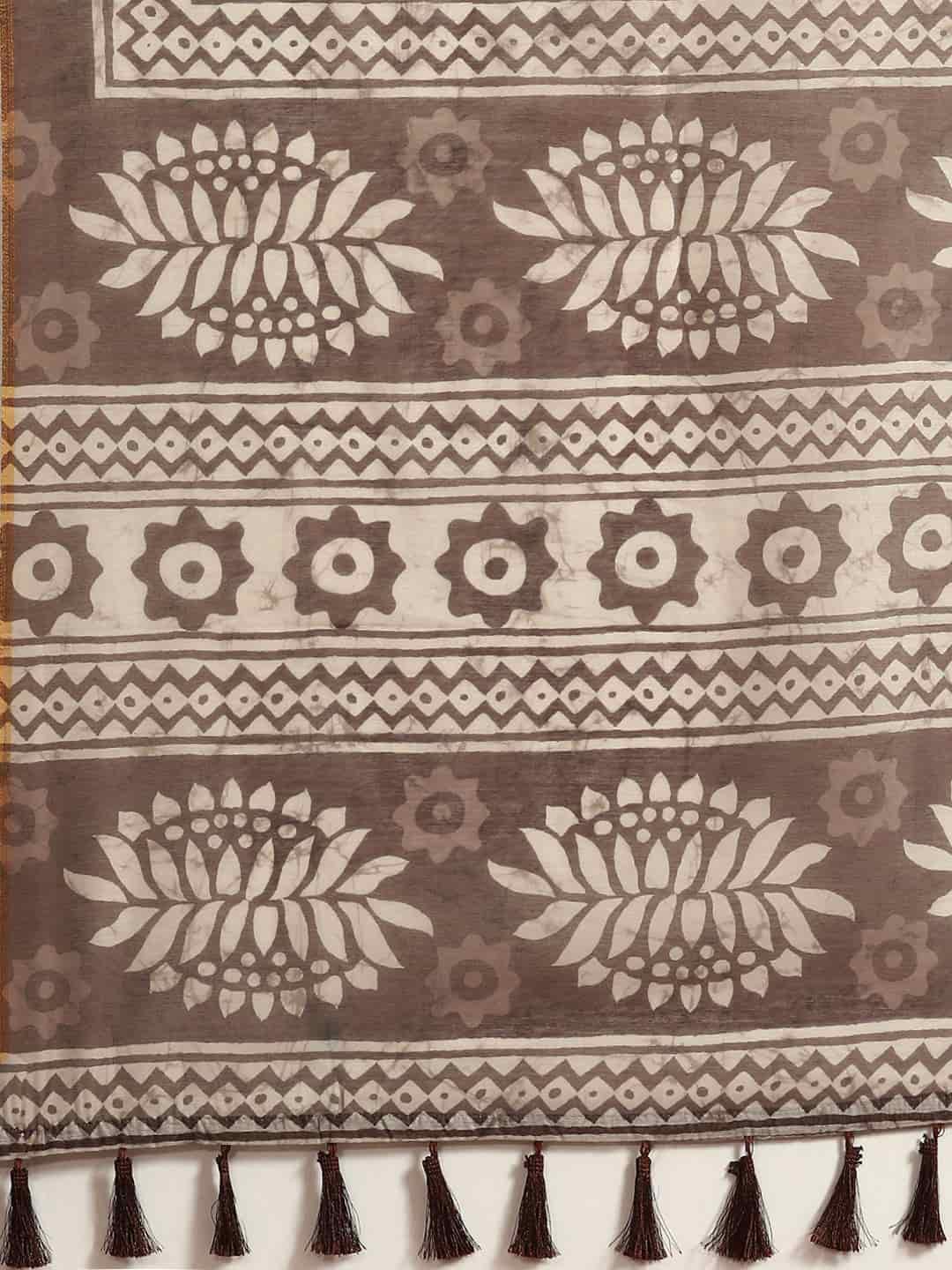 Digital Printed Cotton Blend Chanderi Saree