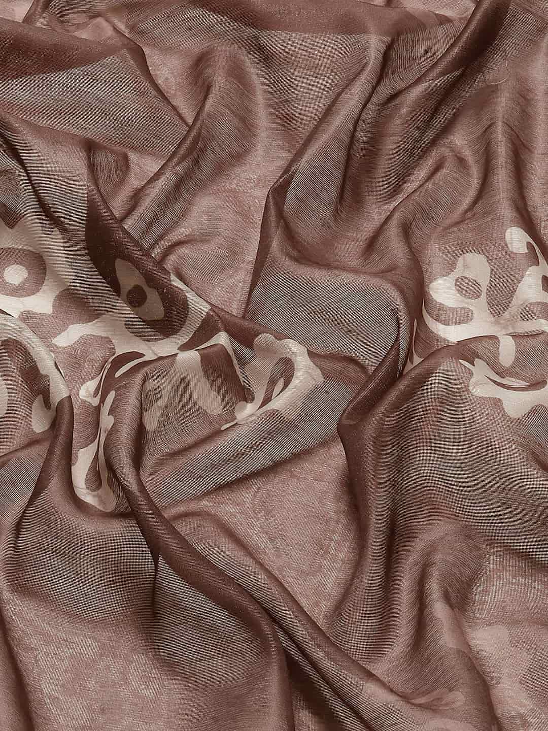 Digital Printed Cotton Blend Chanderi Saree