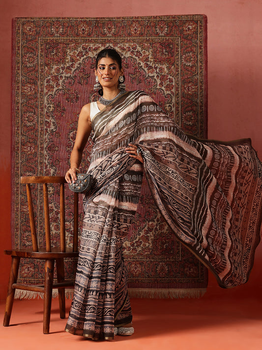 Digital Printed Chanderi Saree