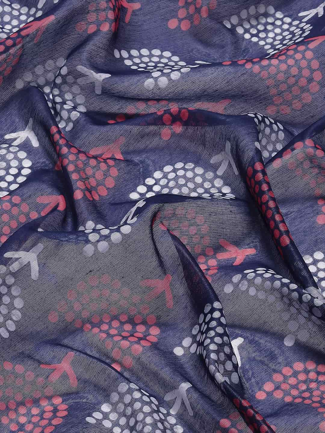 Digital Printed Cotton Blend Chanderi Saree