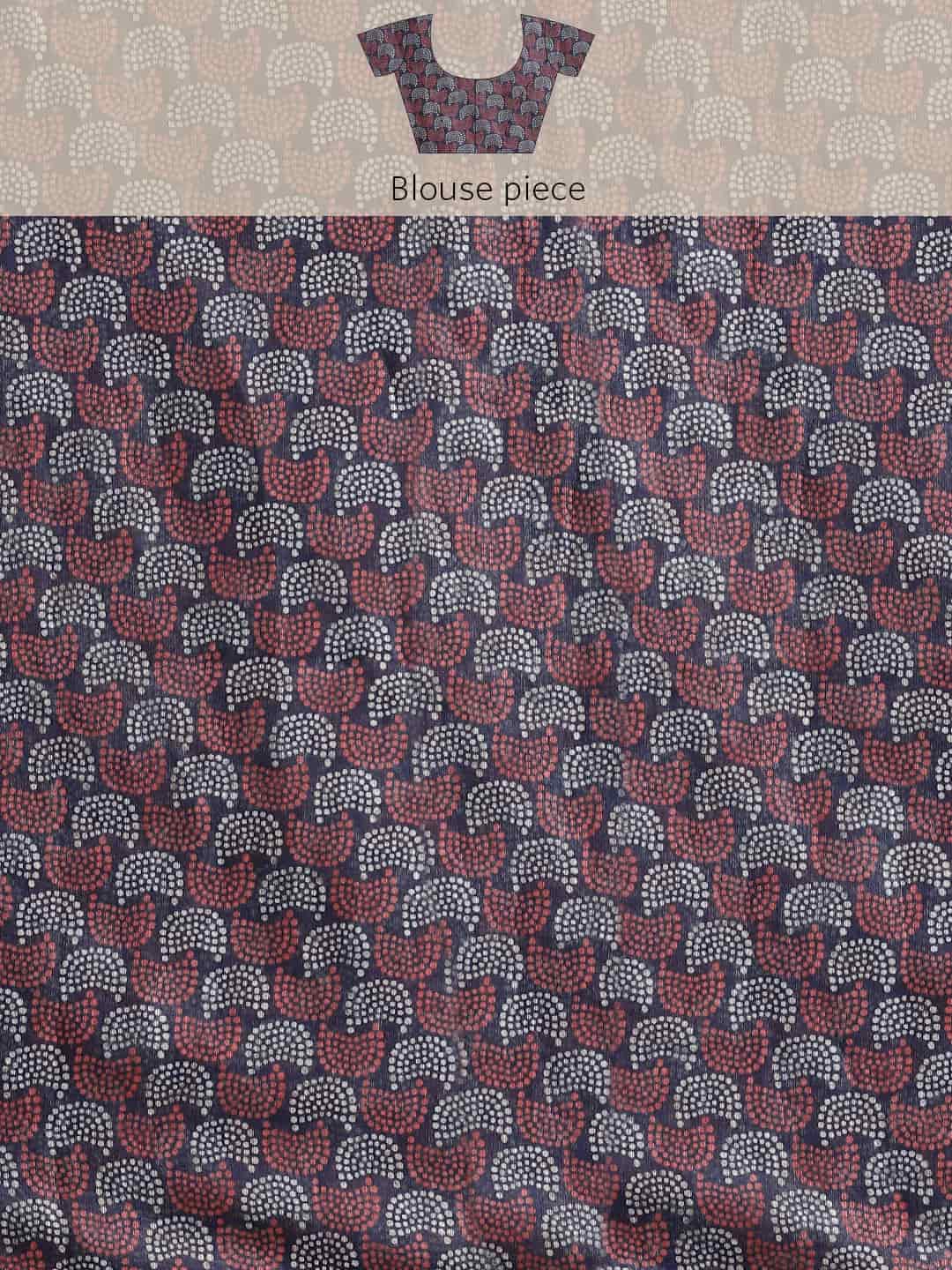 Digital Printed Cotton Blend Chanderi Saree