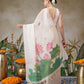 Onam Inspired Lotus & Checks Printed Chanderi Kasavu Saree With Printed Blouse