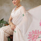 Onam Inspired Lotus & Checks Printed Chanderi Kasavu Saree With Printed Blouse